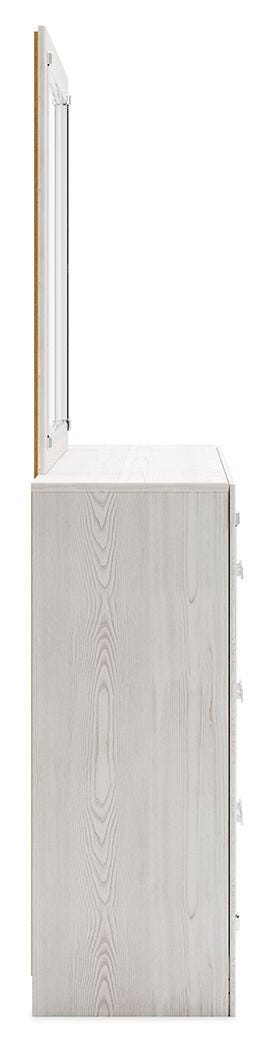 Altyra dresser and mirror by Ashley Furniture featuring a sleek wooden dresser with an attached matching mirror.