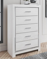 Ashley Furniture Altyra chest of drawers with sleek wood finish and modern design, featuring multiple drawers for storage.