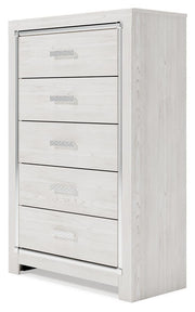 Ashley Furniture Altyra chest of drawers, stylish wooden storage cabinet with multiple drawers, angled view showing elegant design.