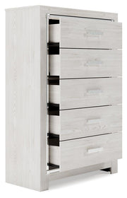 Open-angle view of Ashley Furniture Altyra Chest of Drawers showing its modern wooden design and multiple storage drawers.