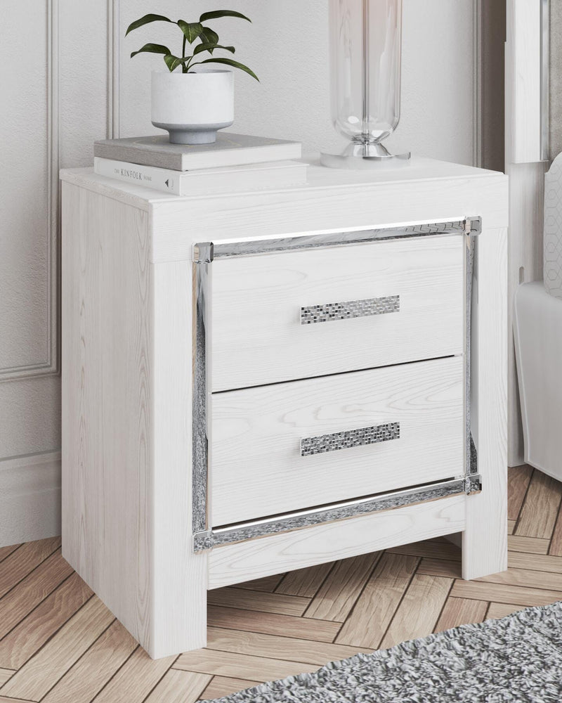 Ashley Furniture Altyra nightstand with wood finish and modern design, featuring a single drawer and open shelf.