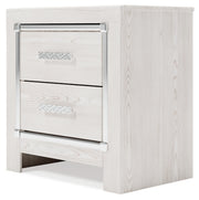 Ashley Furniture Altyra Nightstand with a dark wood finish, featuring a single drawer and open shelf for bedside storage.