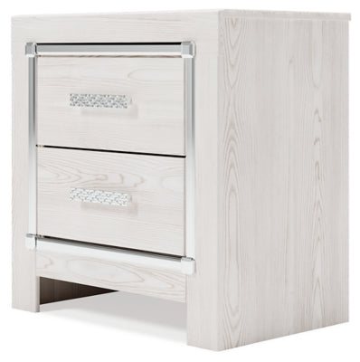 Ashley Furniture Altyra Nightstand with a dark wood finish, featuring a single drawer and open shelf for bedside storage.