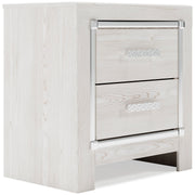 Ashley Furniture Altyra Bedroom Set with a bed, nightstands, and dresser, shown from a side angle in a modern bedroom setting.