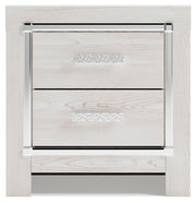 Ashley Furniture Altyra Nightstand with wood finish and sleek design, featuring a drawer and open shelf for bedroom storage.