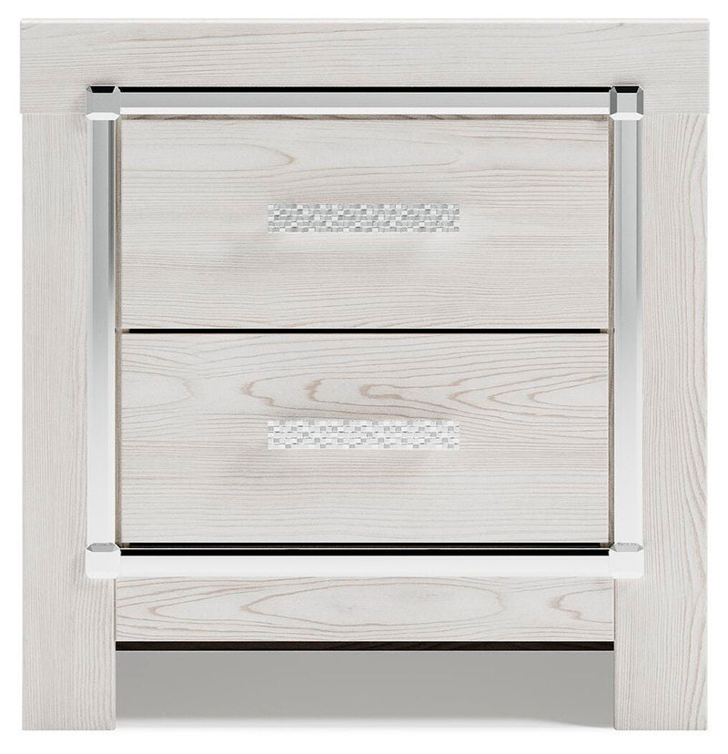 Ashley Furniture Altyra Nightstand with wood finish and sleek design, featuring a drawer and open shelf for bedroom storage.
