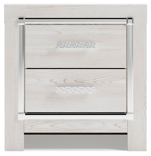 Ashley Furniture Altyra Nightstand with wood finish and sleek design, featuring a drawer and open shelf for bedroom storage.