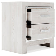 Ashley Furniture Altyra nightstand with open drawer and modern design, featuring a sleek wood finish and contemporary style.
