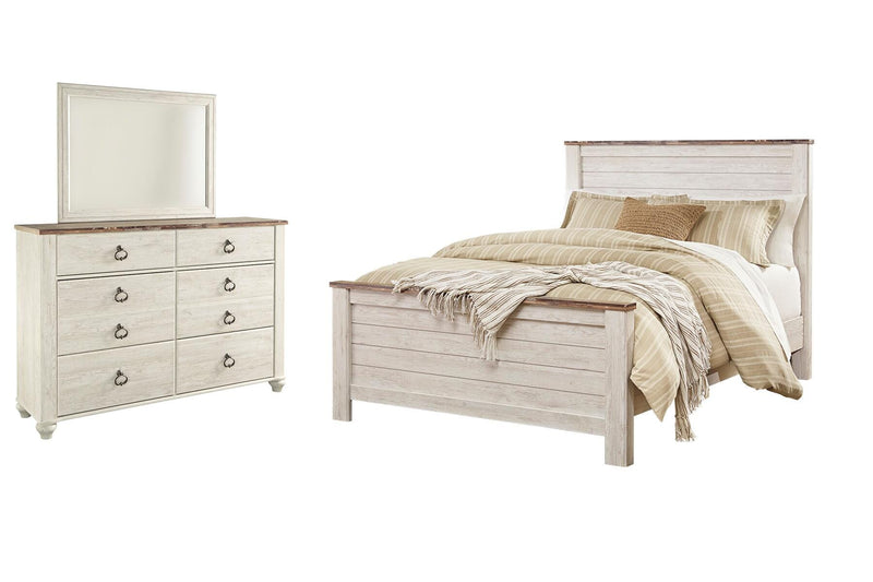 Ashley Furniture Willowton bedroom set with a modern bed frame, matching nightstands, and coordinated bedroom furniture.