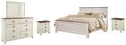 Ashley Furniture Willowton Bedroom Set featuring a bed, matching nightstands, and dresser in a modern bedroom design.