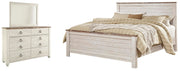 Ashley Furniture Willowton Bedroom Set featuring a bed, nightstands, and dresser in a classic bedroom design.