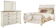 Ashley Furniture Willowton bedroom set featuring a modern bed frame, matching nightstands, and elegant bedroom decor.