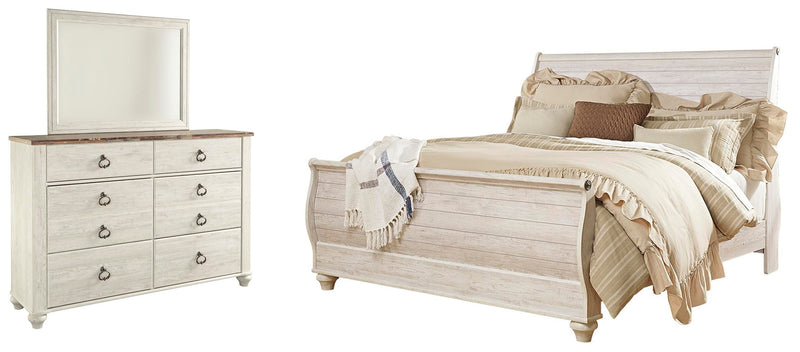 Ashley Furniture Willowton bedroom set featuring a classic bed frame, matching nightstands, and elegant bedroom decor.