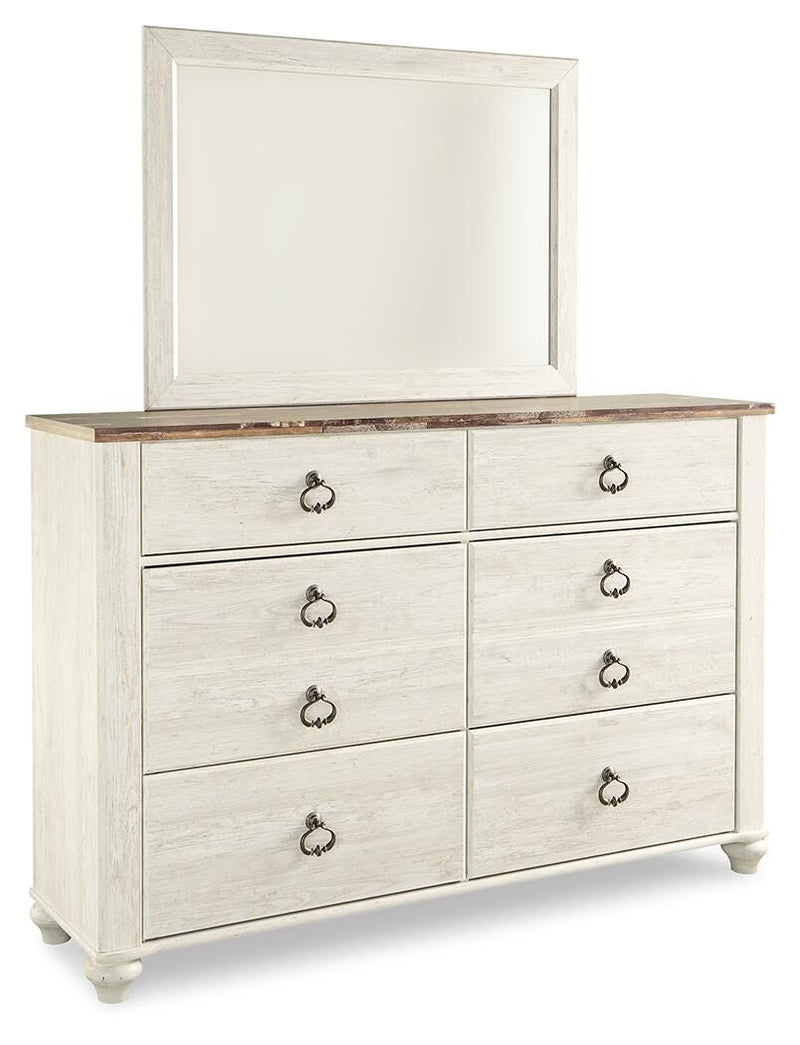 Ashley Furniture Willowton bedroom set with a modern bed frame and matching nightstands in a stylish bedroom setting.