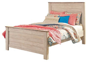 Ashley Furniture Willowton bedroom set featuring a bed, nightstands, and dresser with a classic wood finish.