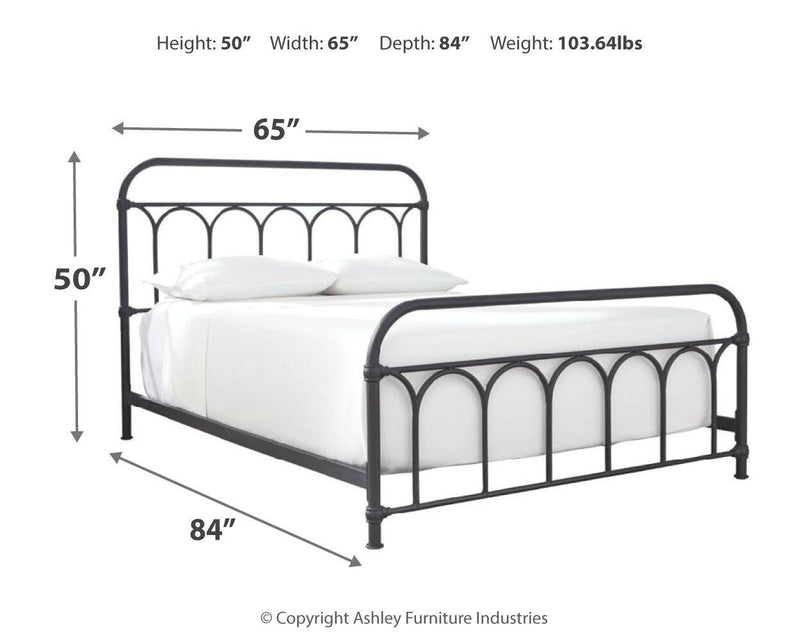 Ashley Furniture Nashburg Queen Mattress Set with matching bed frame and bedding in a modern bedroom scene.