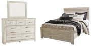 Ashley Furniture Bellaby bedroom set featuring a bed frame, dresser, and nightstands in a modern style.