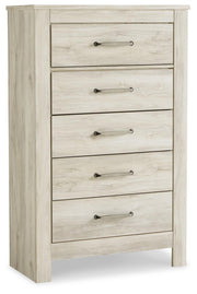 Ashley Furniture Bellaby Chest of Drawers, wooden storage chest with multiple drawers, in a modern bedroom setting.