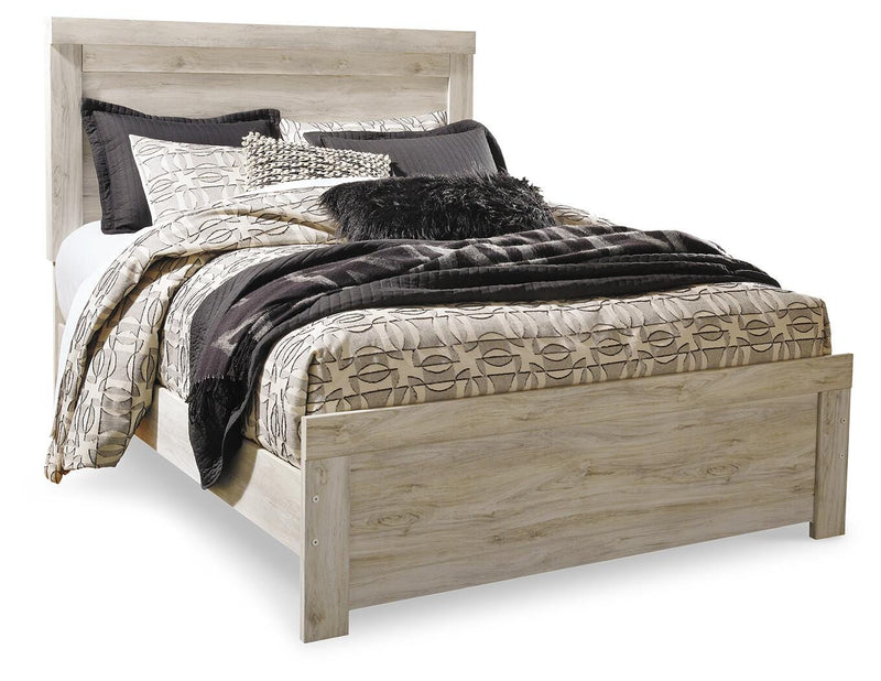 Ashley Furniture Bellaby bedroom set with a modern bed frame, dresser, and nightstands in a stylish bedroom scene.