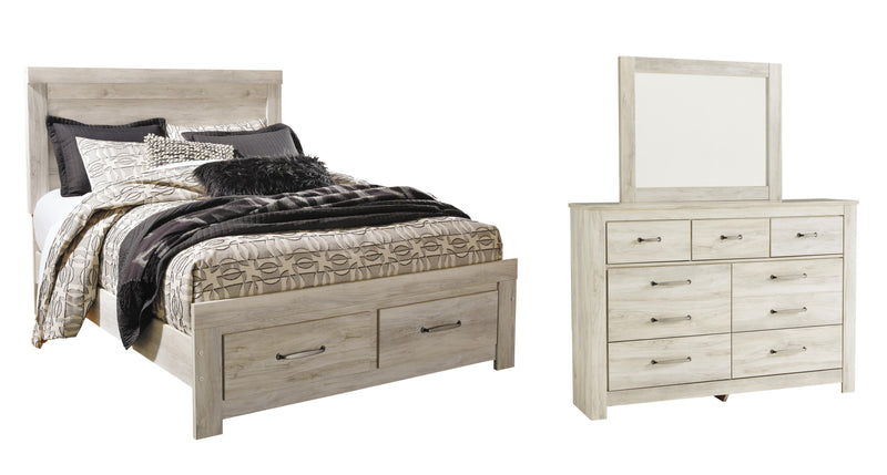 Ashley Furniture Bellaby bedroom set featuring a modern bed frame, matching nightstands, and dresser in a stylish bedroom decor.