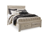 Ashley Furniture Bellaby bedroom set featuring a bed frame, nightstands, and dresser in a modern design.