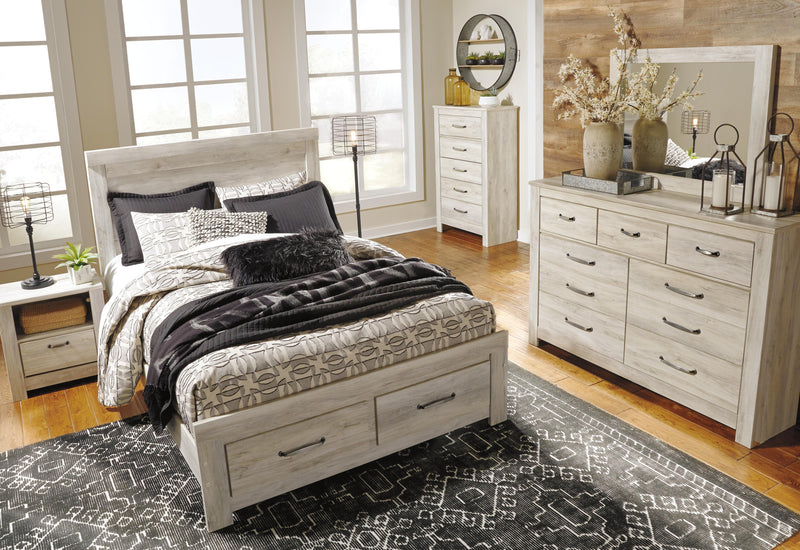 Ashley Furniture Bellaby Dresser with a dark wood finish, featuring multiple drawers and sleek modern handles.