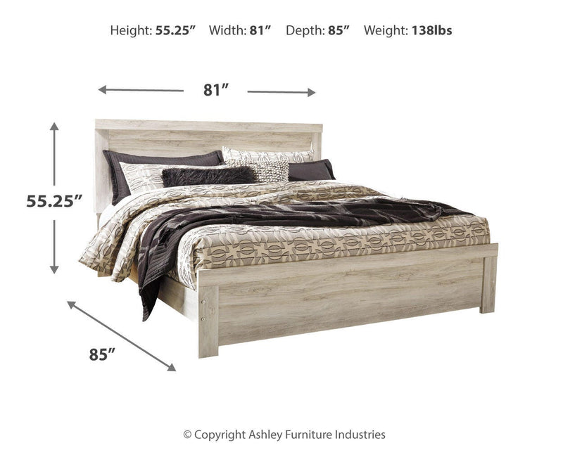 Ashley Furniture Bellaby bedroom set featuring a bed frame, dresser, and nightstands in a modern bedroom arrangement.