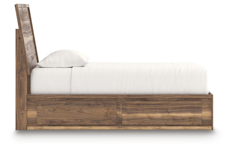 Ashley Furniture Chirason Bed with a dark wood finish and elegant headboard, shown in a cozy bedroom setting.