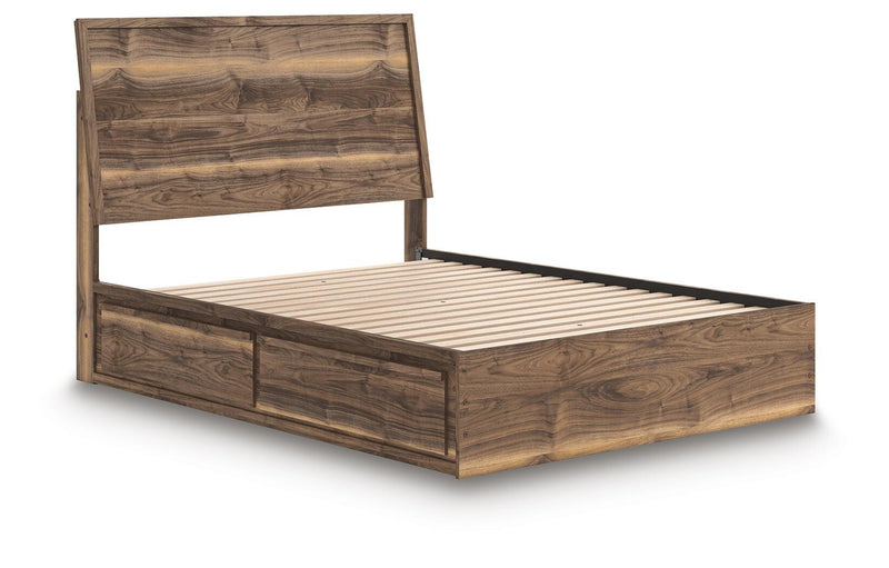 Ashley Furniture Chirason Bed with a sturdy wooden frame and contemporary design, shown from an angled side view.