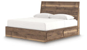 Ashley Furniture Chirason Bed with a sleek, modern frame featuring a neutral-toned headboard and sturdy wooden legs.
