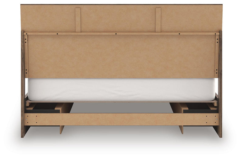 Ashley Furniture Chirason Bed with a sturdy wooden frame and elegant headboard in a natural finish.