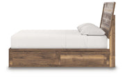 Ashley Furniture Chirason Bed with a sleek wood frame, detailed headboard, and neutral finish in a modern bedroom setting.