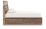 Ashley Furniture Chirason Bed with a wooden frame and headboard, shown in a modern bedroom setting.