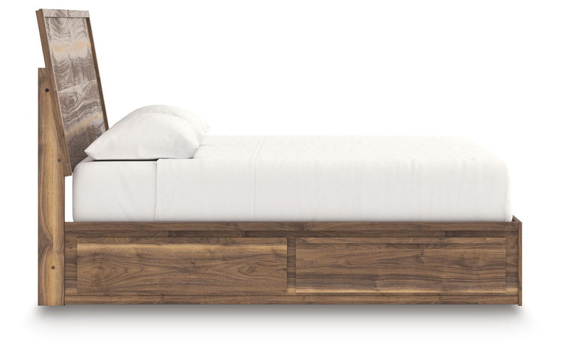 Ashley Furniture Chirason Bed with a wooden frame and headboard, shown in a modern bedroom setting.
