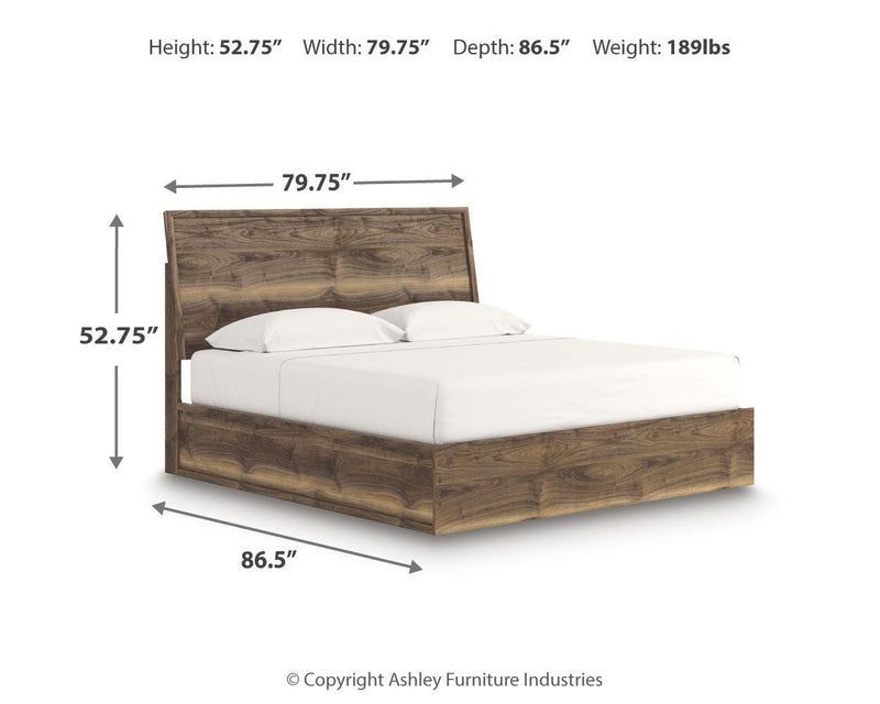 Ashley Furniture Chirason Bed with a stylish wooden frame and detailed headboard, shown in a modern bedroom setting.