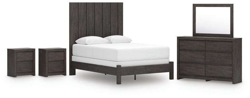 Ashley Furniture Fraluna bedroom set with a modern bed frame, matching nightstands, and stylish bedroom decor in a cozy room setting.