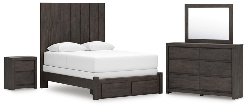 Ashley Furniture Fraluna bedroom set featuring a bed frame, nightstands, and dresser in a modern, stylish design.