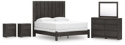 Ashley Furniture Fraluna bedroom set featuring a bed frame, matching nightstands, and dresser in a modern bedroom design.