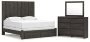 Ashley Furniture Fraluna bedroom set with a bed, nightstands, and dresser in a modern bedroom design.