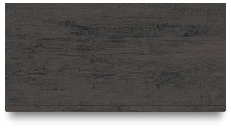 Ashley Furniture Fraluna chest of drawers with a dark wood finish and sleek top surface, featuring multiple drawers for storage.