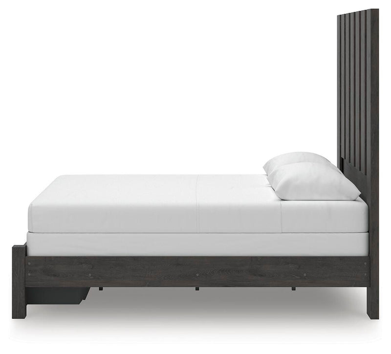 Ashley Furniture Fraluna bedroom set featuring a modern bed frame with matching nightstands and dresser in a stylish bedroom setting.