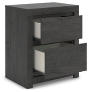 Ashley Furniture Fraluna bedroom set showing a modern bed frame with matching nightstands and a cozy, stylish bedroom interior.