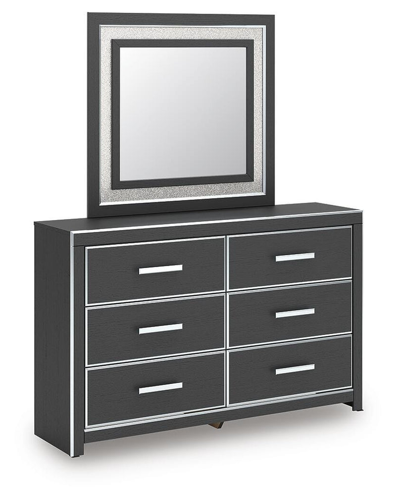 Ashley Furniture Zuraleus dresser and mirror set with sleek wood finish, featuring multiple drawers and a matching large mirror.