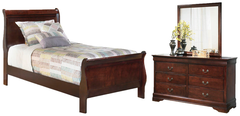 Ashley Furniture Alisdair bedroom set with bed frame, nightstands, and dresser in stylish wood finish.