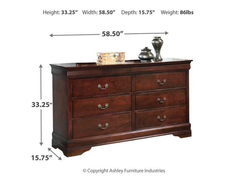 Alisdair dresser by Ashley Furniture featuring a modern wooden design with multiple drawers and sleek hardware.