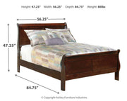 Ashley Furniture Alisdair bedroom set with a wooden bed frame and matching nightstands, shown in a cozy bedroom setting.