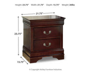 Ashley Furniture Alisdair nightstand with dark wood finish and modern design, featuring a drawer and open shelf.