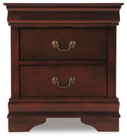 Alisdair Ashley Furniture nightstand with a dark wood finish, featuring a single drawer and open lower shelf.