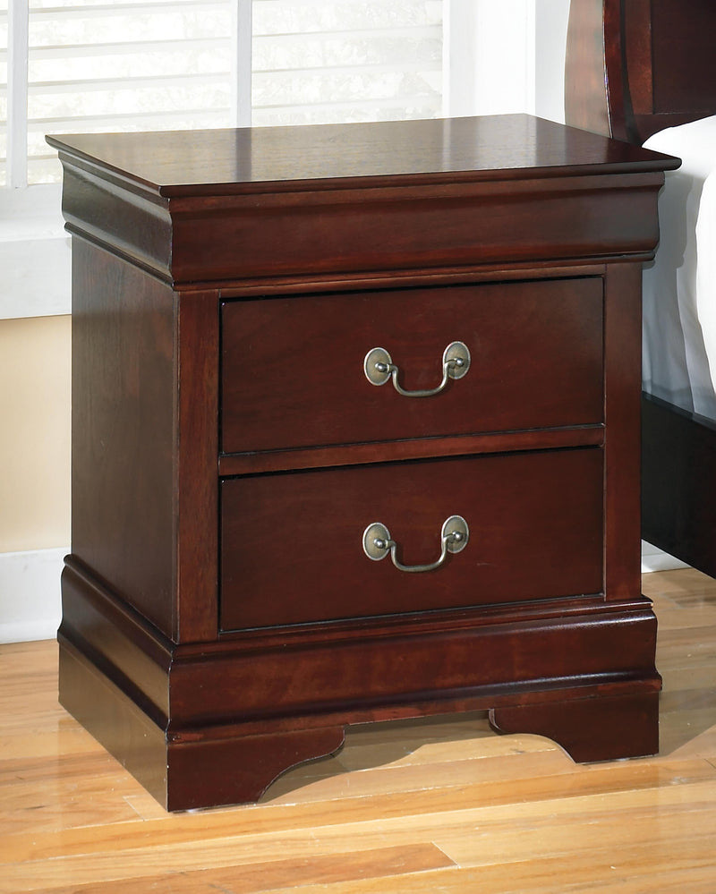 Ashley Furniture Alisdair bedroom set including a bed frame, nightstands, and dresser with a modern wood finish.