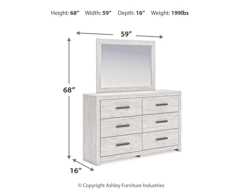 Ashley Furniture Cayboni bedroom set with a modern bed frame, matching nightstands, and dresser in a stylish bedroom decor.